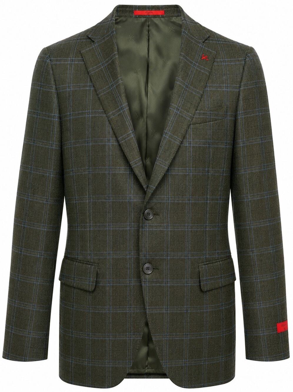 New Isaia Green & Blue Wool/Silk/Linen Check Blazer Jacket 54EU/44US $4150.00